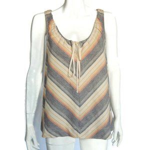 TEXTILE Elizabeth & James Striped Cream Gray Rose Sleeveless Top sz Medium /5884